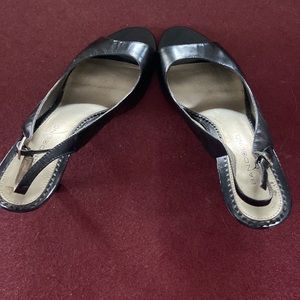 Black open toe sling back banolino heels
